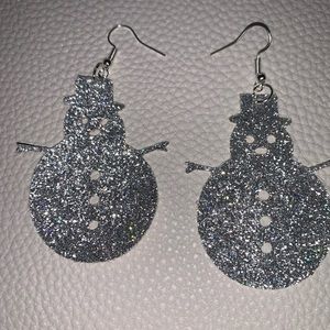 Faux leather snowman earrings